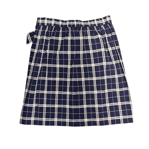 NWT Madewell Linen Blend Skirt Blue Plaid Tie-Front Academia Mini ~ Sz S - Picture 3 of 8